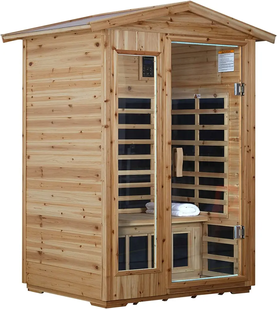 Two Person Far Infrared Outdoor Sauna Room Natural Solid Wood far infrared sauna room
