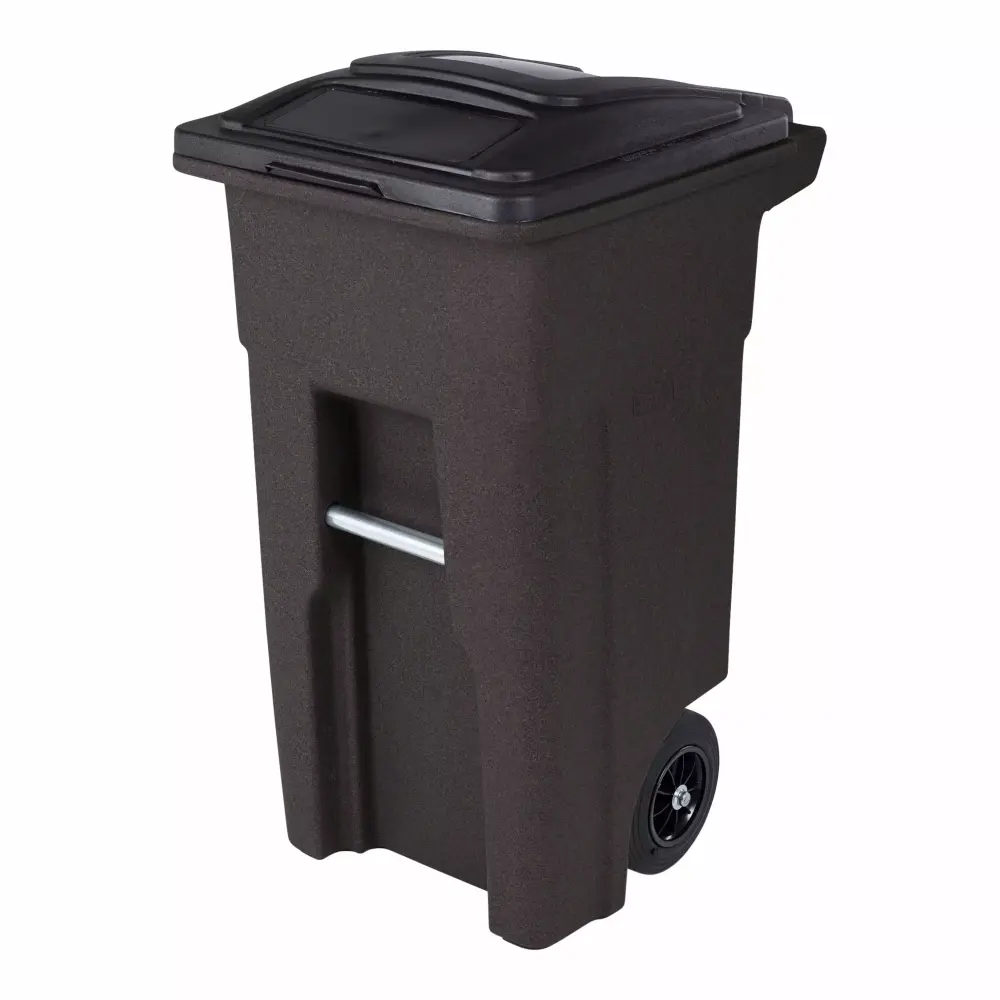 Toter 32 Gallon Trash Can Brownstone Wheels and Lid