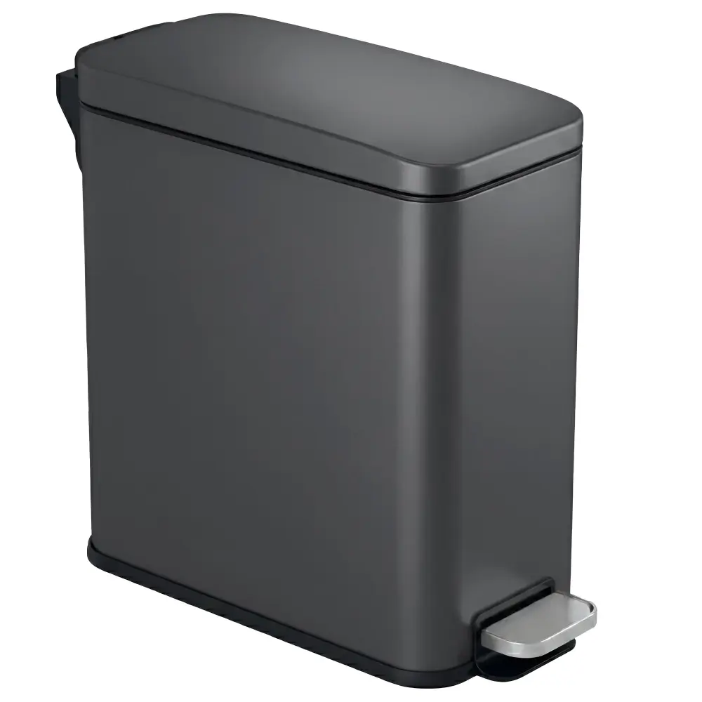 11.4 Liter / 3 Gallon SoftStep Gunmetal Gray Non-corrosive Steel Slim Step Pedal Bathroom Trash Can AbsorbX Odor Filter