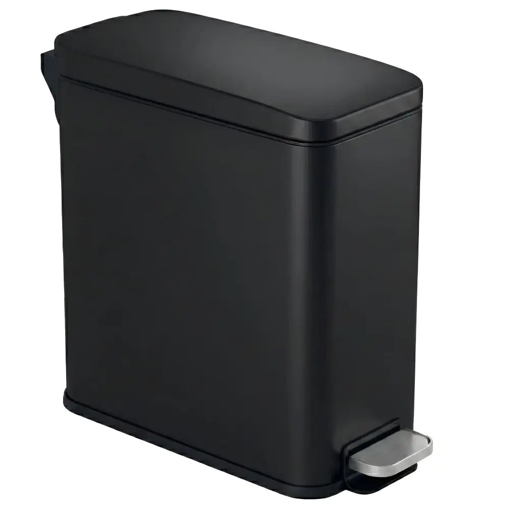 11.4 Liter / 3 Gallon SoftStep Matte Black Stain-resistant Steel Slim Step Pedal Bathroom Trash Can AbsorbX Odor Filter