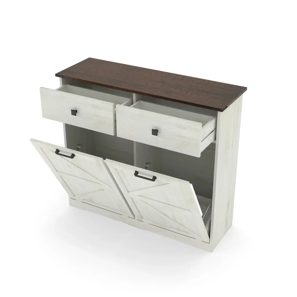 Double Tilt Out Trash Cabinet Hideaway Drawer And Barn Door Style