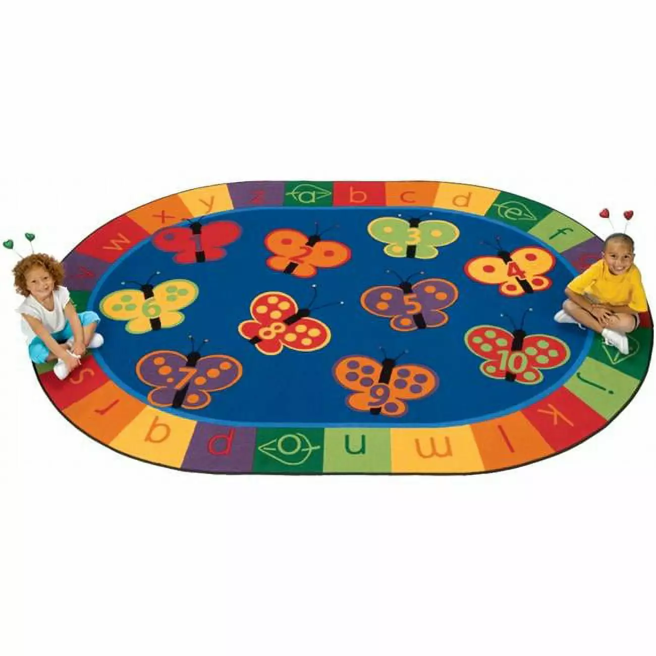 Carpets Kids 3506 KIDSoft 123 ABC Butterfly Fun Oval Rug 6ft 9in x 9ft 5in