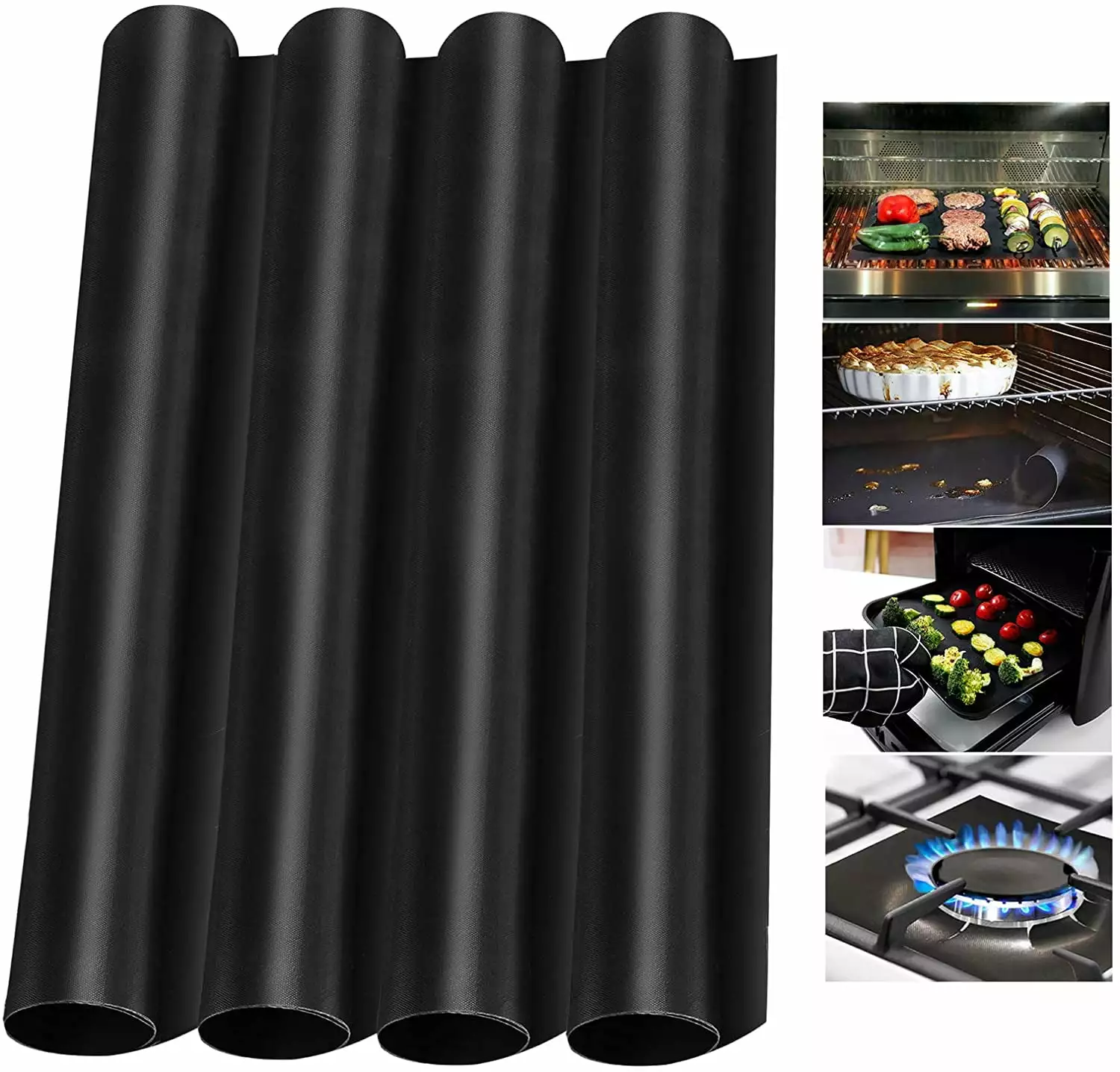 4 Pack Oven Liners Mats - Reusable Nonstick Oven Protector Electric Gas Oven 16x24 Inch Gisneze