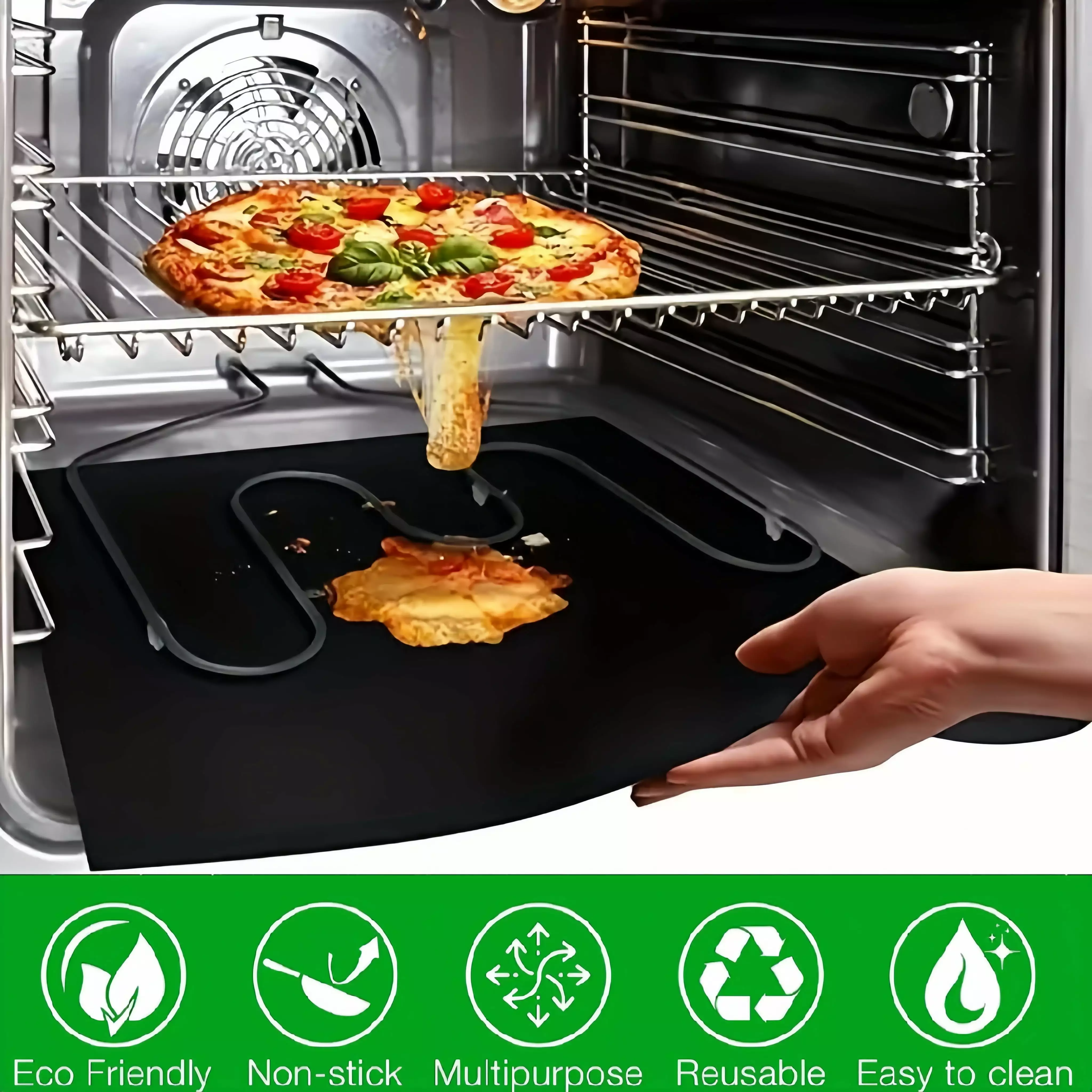 2pcs Oven Liners Bottom Oven BBQ Grill Mat Heavy Duty Non-Stick Teflon Liner 12.8x15.6inch IFREE