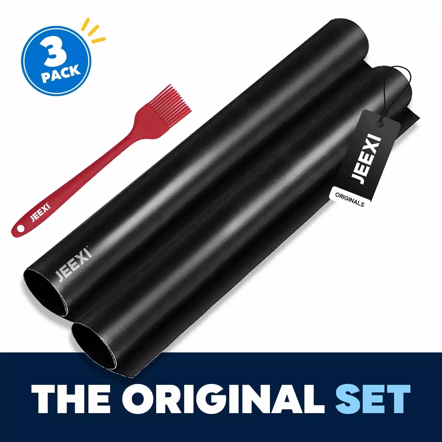 2 Pack Extra Thick Large Oven Liners 17x25 Silicone Brush Heavy Duty Non Stick Teflon Grill Mats BPA and PFOA Free JEEXI