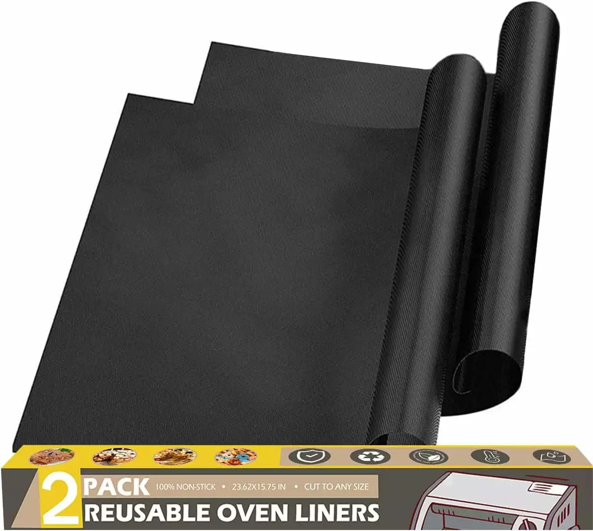 2 Pack Non-Stick Oven Liners Electric Gas Oven Stove Microwave Grills Air Fryer Totf