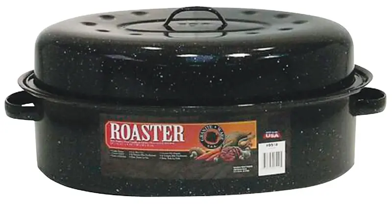 Granite Ware F0510-4 Roaster, 20 lb Capacity, Porcelain/Steel, Black, Rich Enamel, 19 L, 13-1/2 W, 8-1/2 H