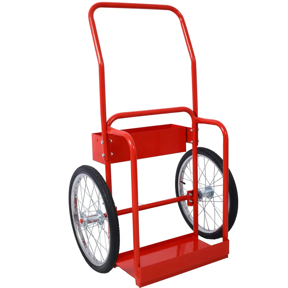 Large Dual Oxygen Tank Cart Dolly 20 Inch Pneumatic Wheels g-h