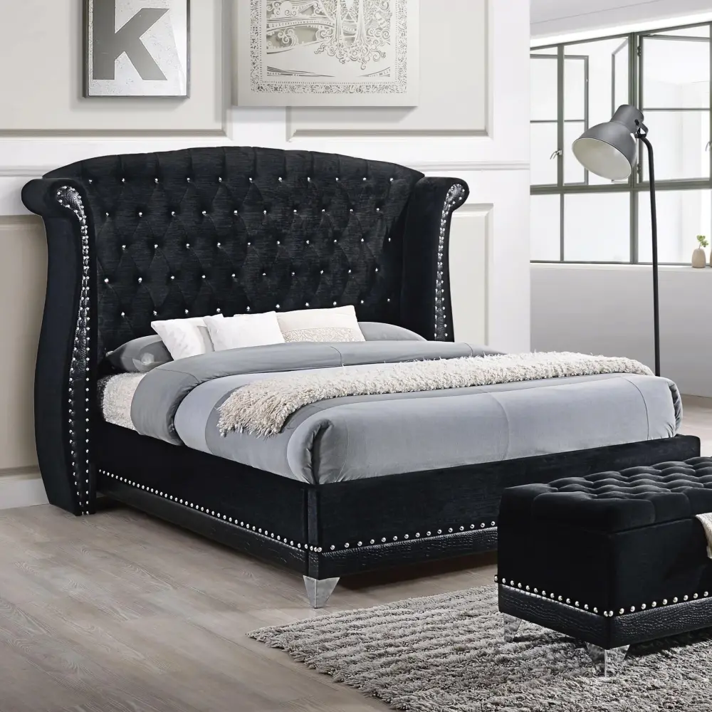 Diamond Modern Furniture COA Barzini California King Upholstered Panel Bed 300643KW