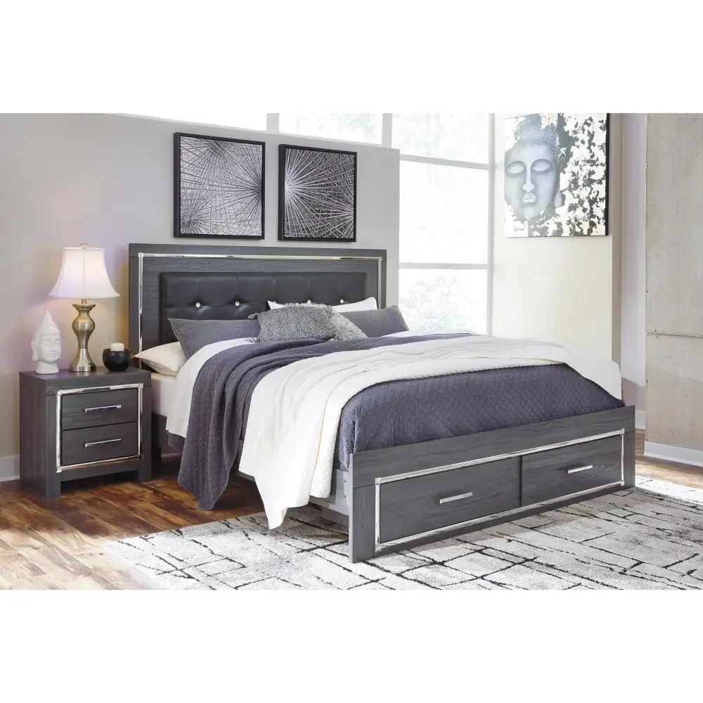 Diamond Modern Furniture Unique Design Lodanna King Panel Bed Storage B214-58/B214-56S/B214-97