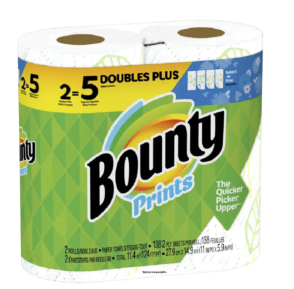 Bounty 76235 Prints Paper Towels - 138 Sheet Decorative Kitchen Towels