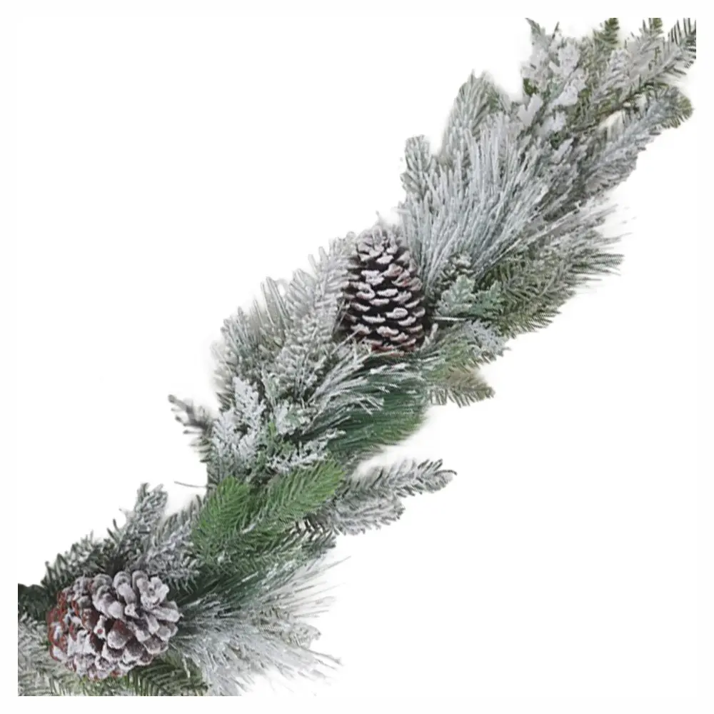 Flocked Pine Garland Pinewood Cones, 59"