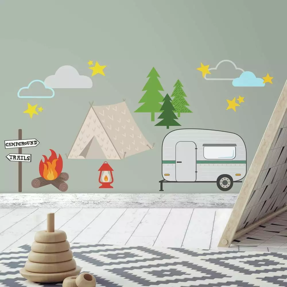 Camping Peel and Stick Wall Decals Kids Room Outdoor Adventure Decor RoomMates