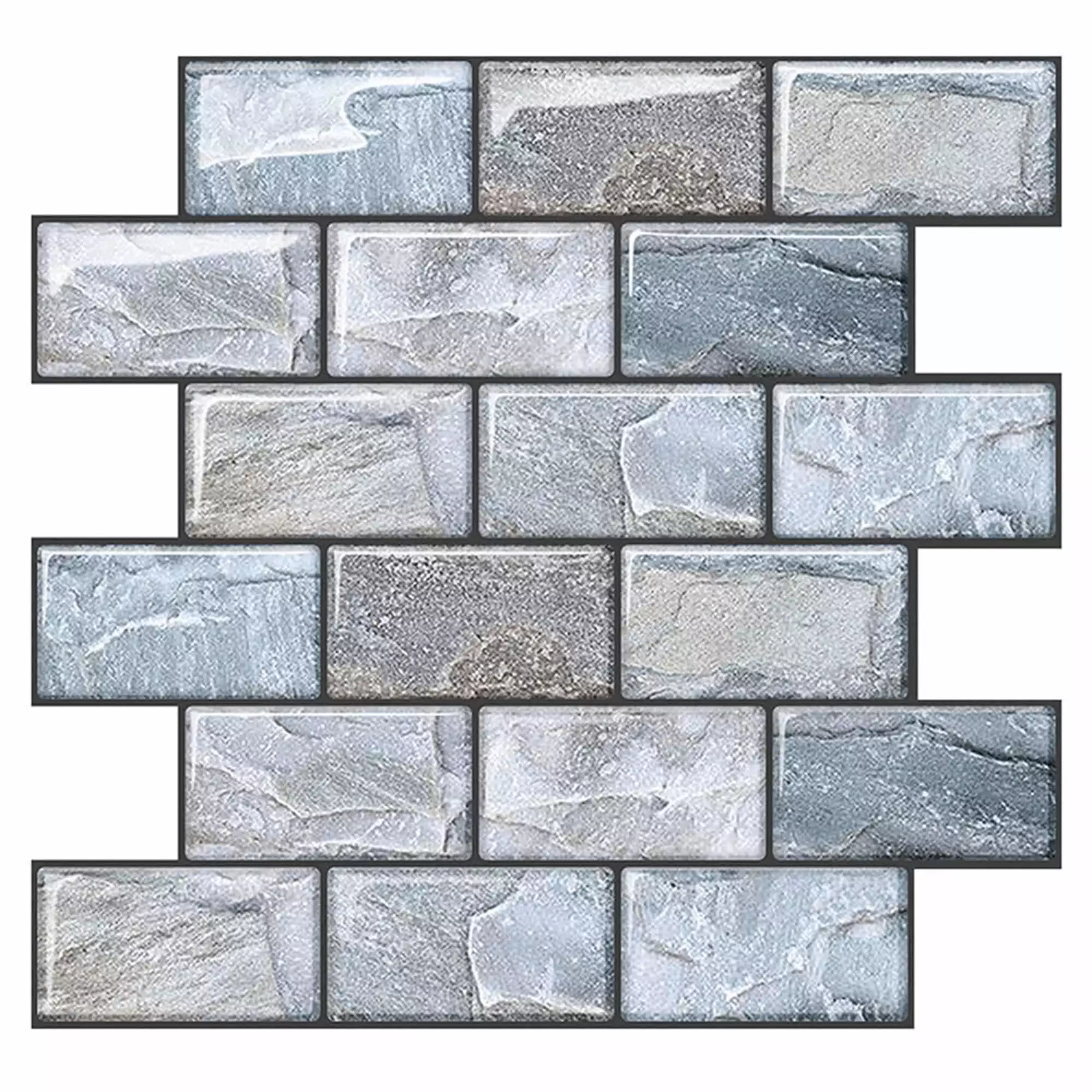 VANCORE 10 Pack 3D Wall Tiles Peel and Stick Backsplash 10 x 10.6 Gray Self-Adhesive Wall Stickers