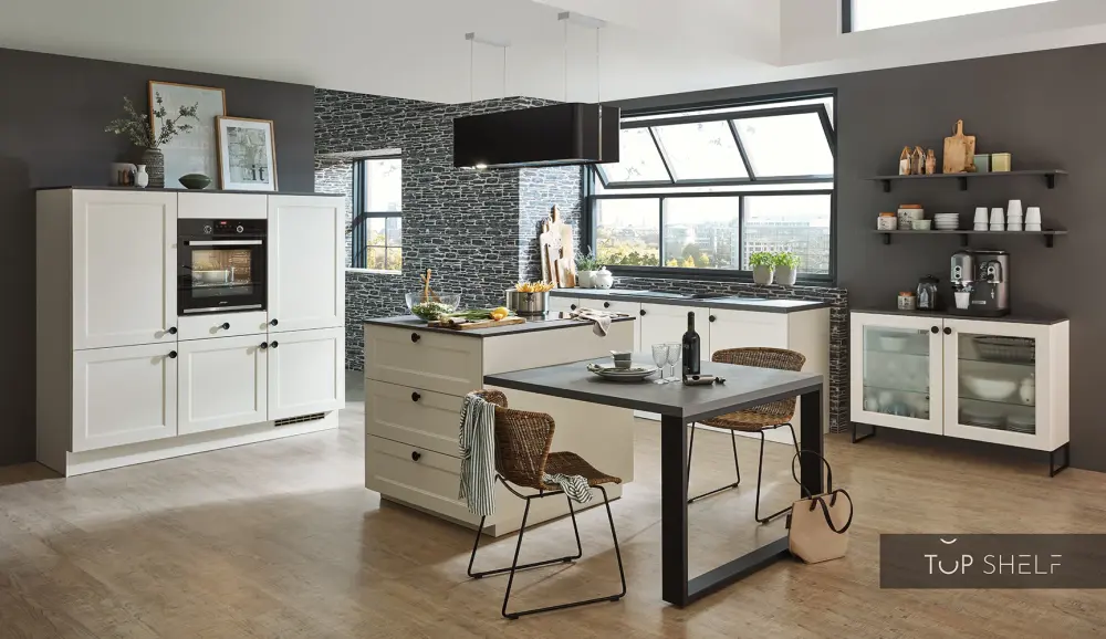 nobilia kitchen kitchen island Chalet 883 lacquer magnolia matt 180+240+220 cm configurable -