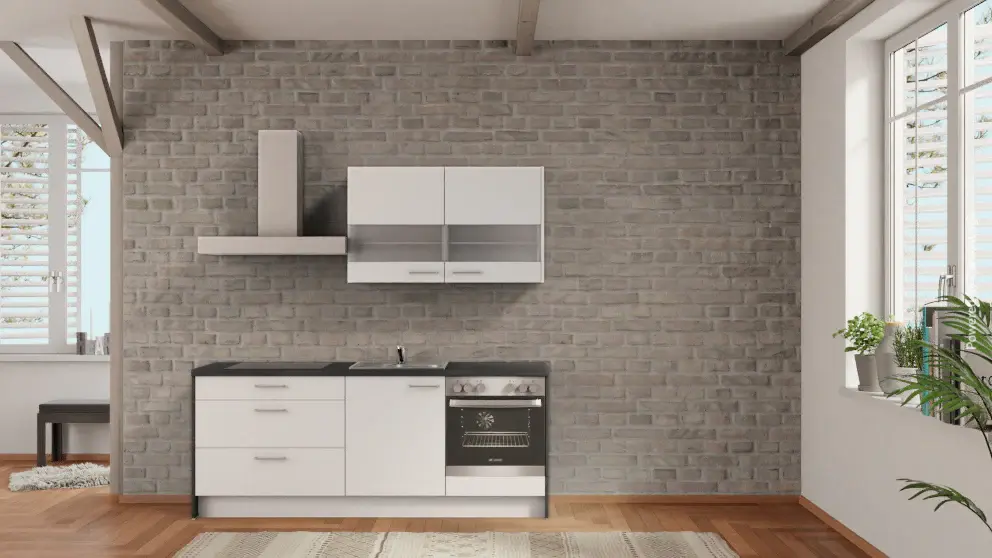 nobilia kitchen Moers 240 cm white offer concrete slate gray cheap get factory direct
