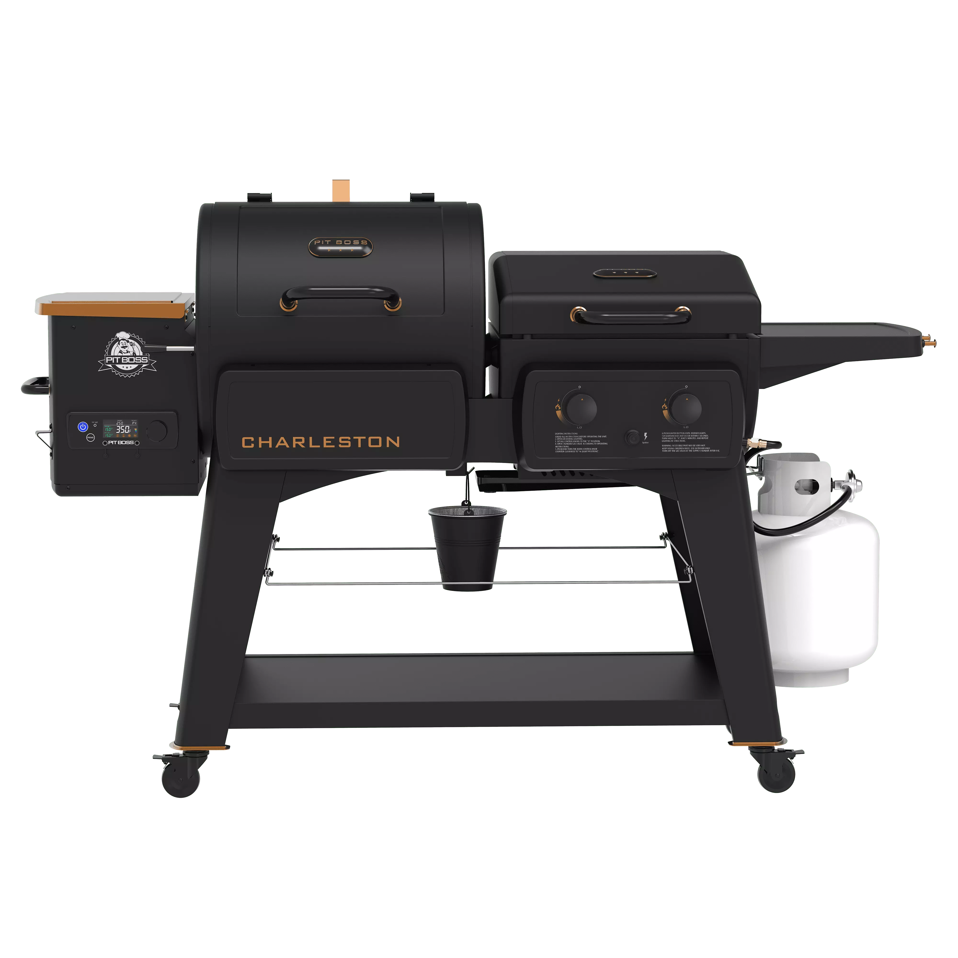 Pit Boss Charleston 1020 Sq Wood Pellet Grill and Gas Griddle Combo Onyx Edition