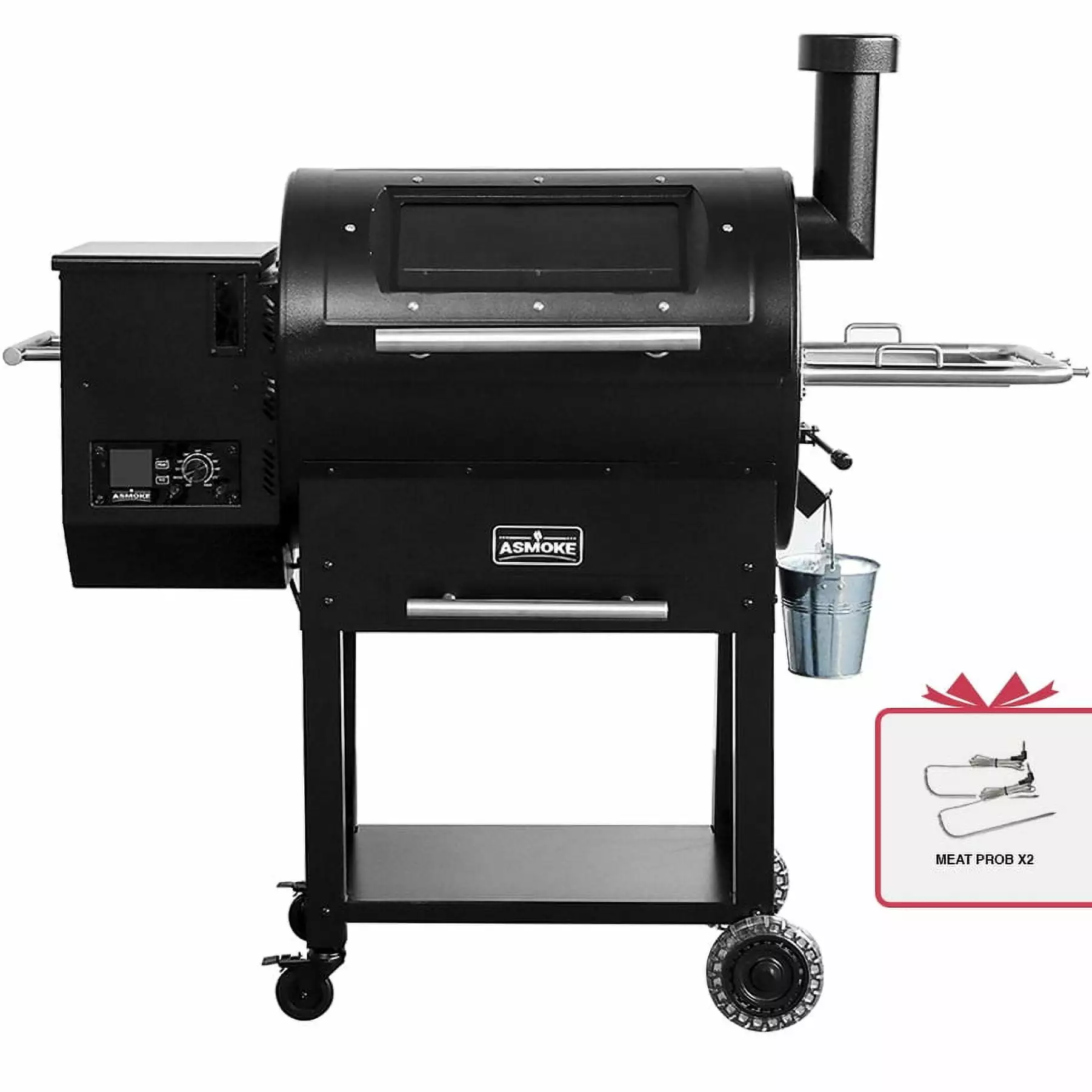 ASMOKE AS700P 700 sq Wood Pellet Grill Smoker 8 1 BBQ Skylights Black