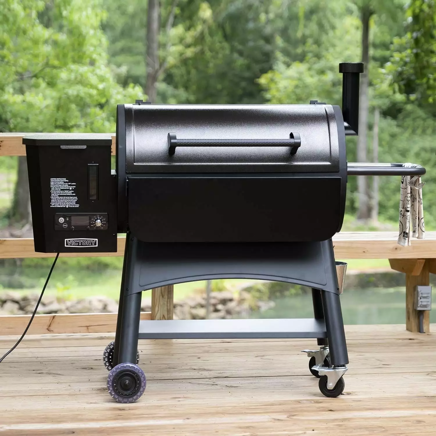 Victory 35-Inch Wood Pellet Grill Front Shelf 29-Lb Hopper and Steel Barrel
