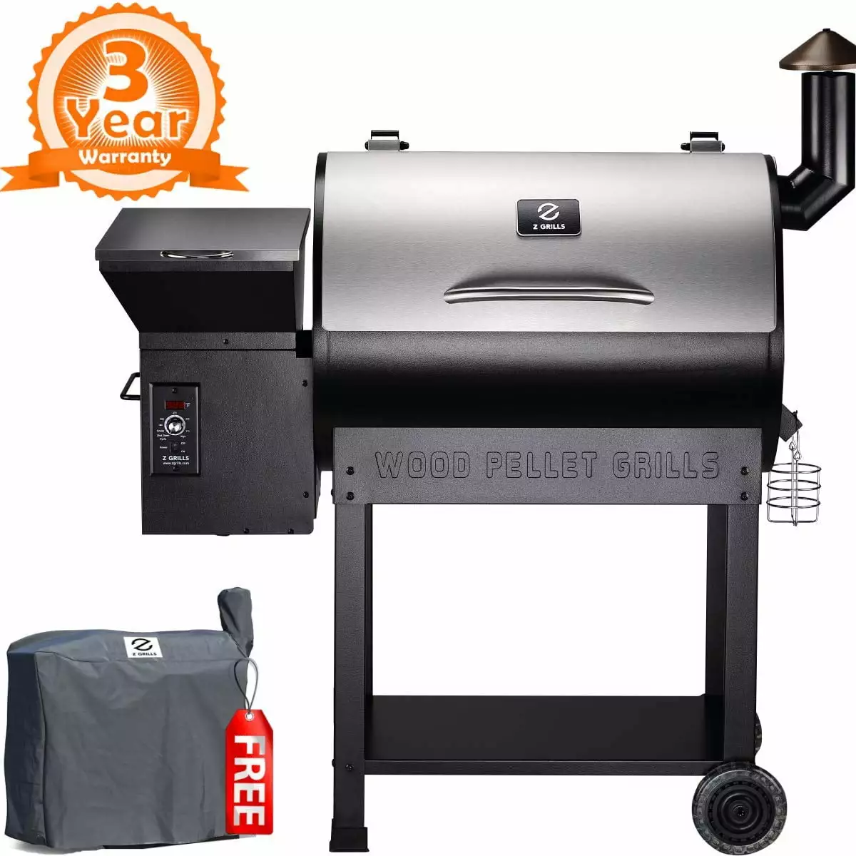 Z GRILLS ZPG-7002E 8 1 Wood Pellet Smoker Auto Temperature Control 700 sq