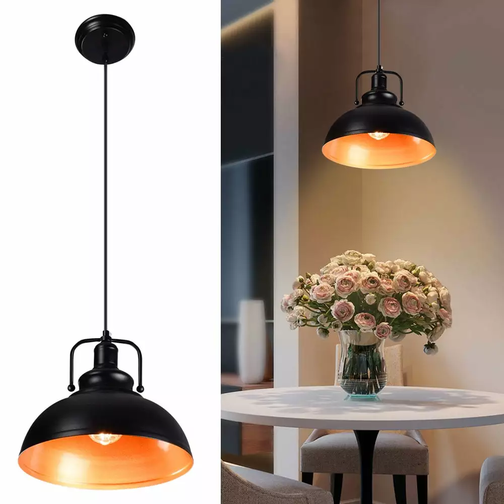 DingLiLighting Vintage Hang Pendant Light Adjustable Metal Ceiling Hanging Light Fixture Farmhouse Decor