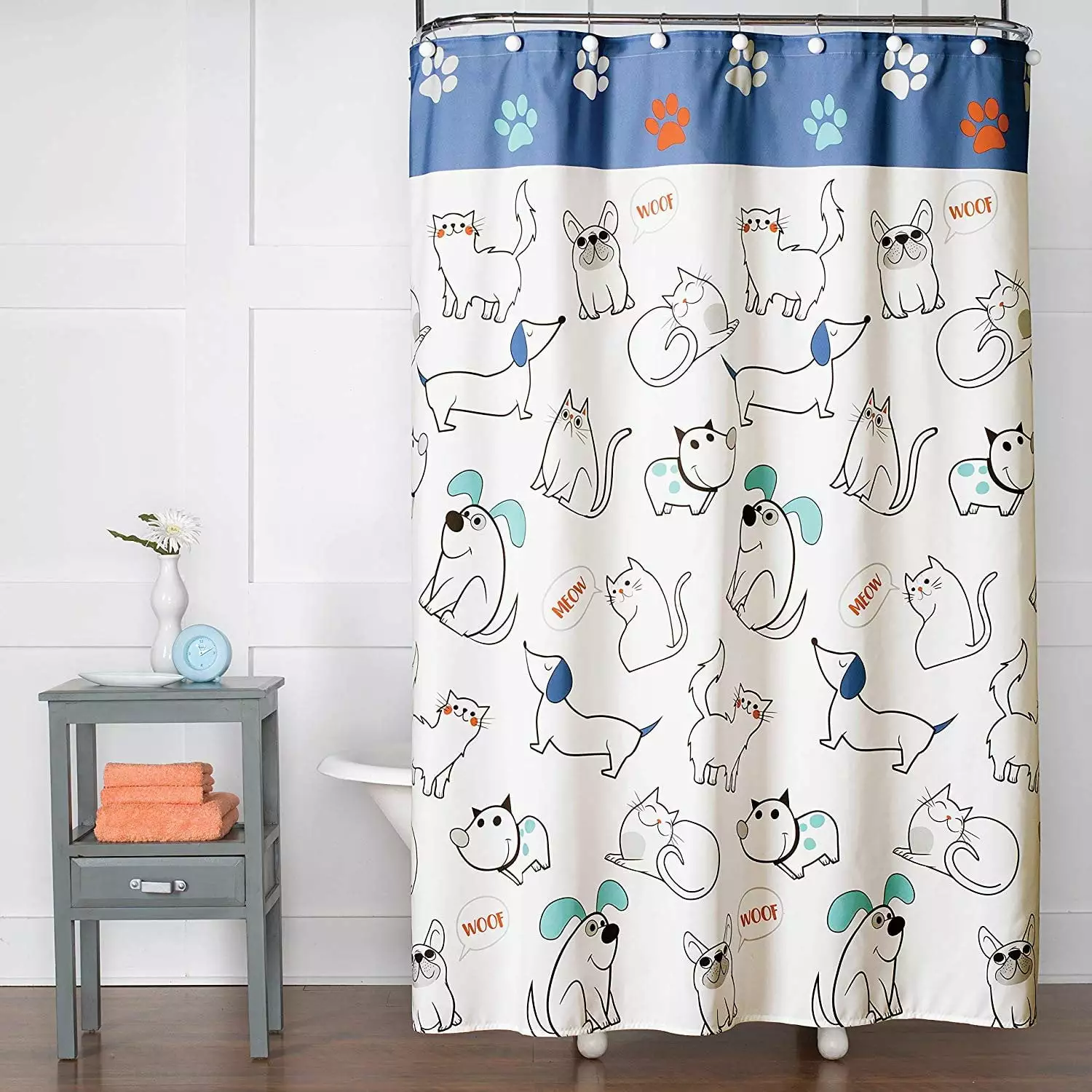 SKL Home Pet Playground Shower Curtain Multicolored Fabric Bathroom Decor SATURDAY KNIGHT LTD