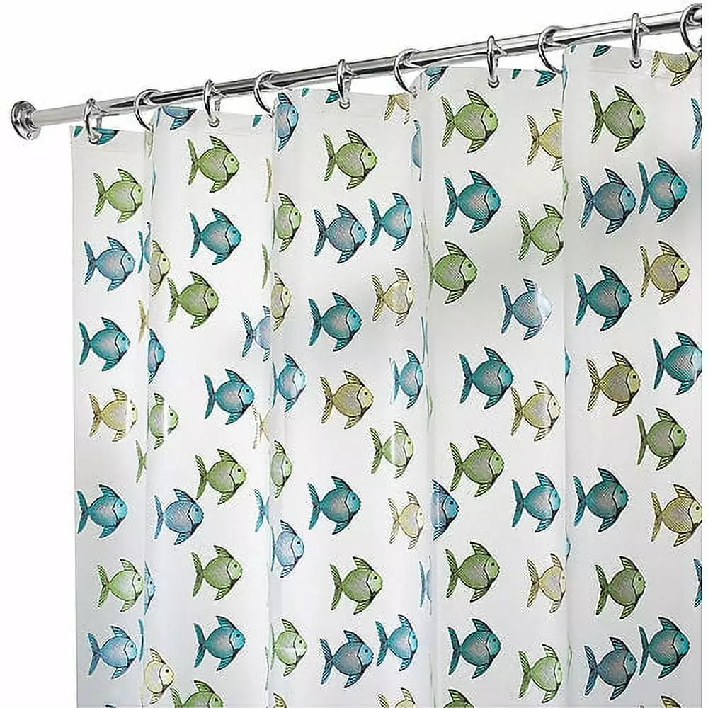 iDesign Fishy Frosted PEVA Shower Curtain Waterproof 72x72 Bathroom Decor