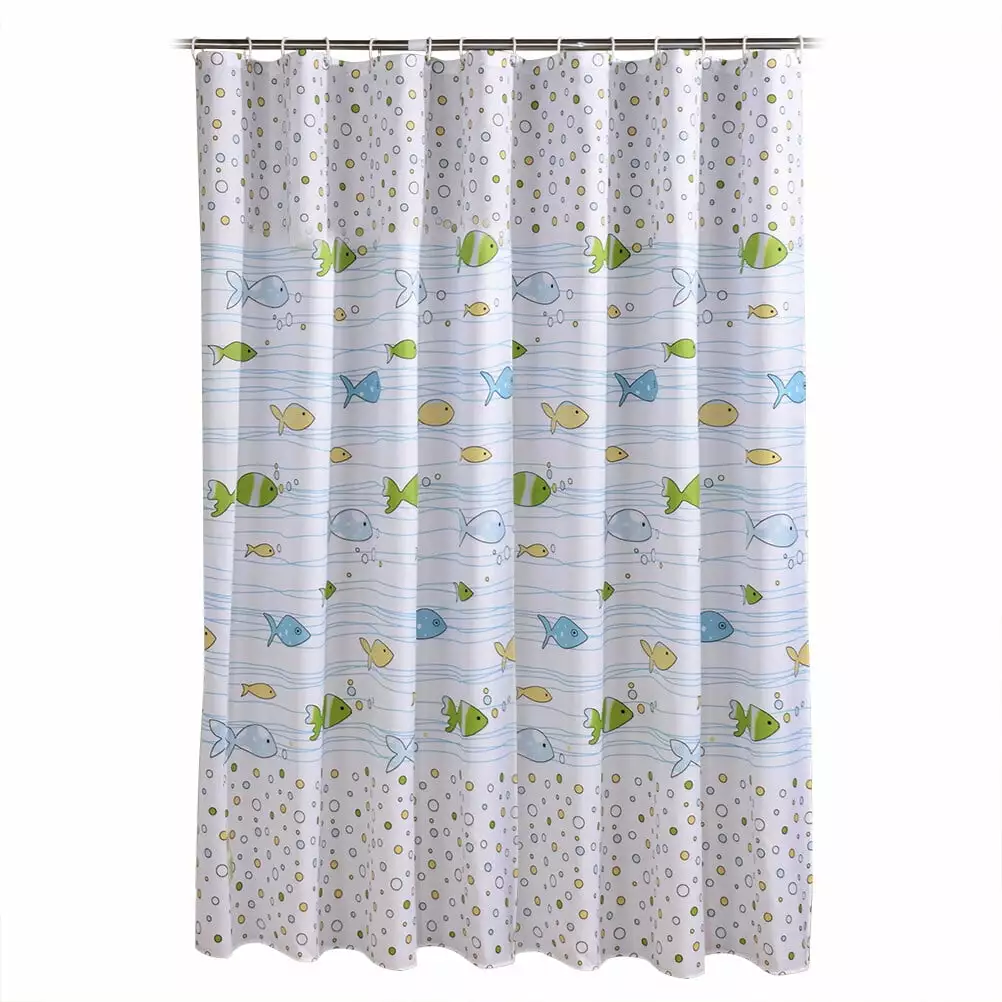 Malcolmailyne Fish Pattern PEVA Shower Curtain Waterproof Mildew Resistant 180x120cm