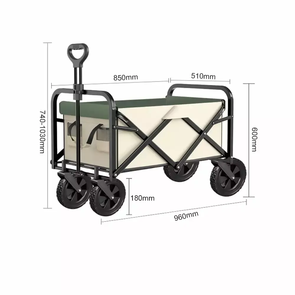 Adjustable Handle Picnic Cart 150L Travel-friendly Trolley Outdoor Use Cart