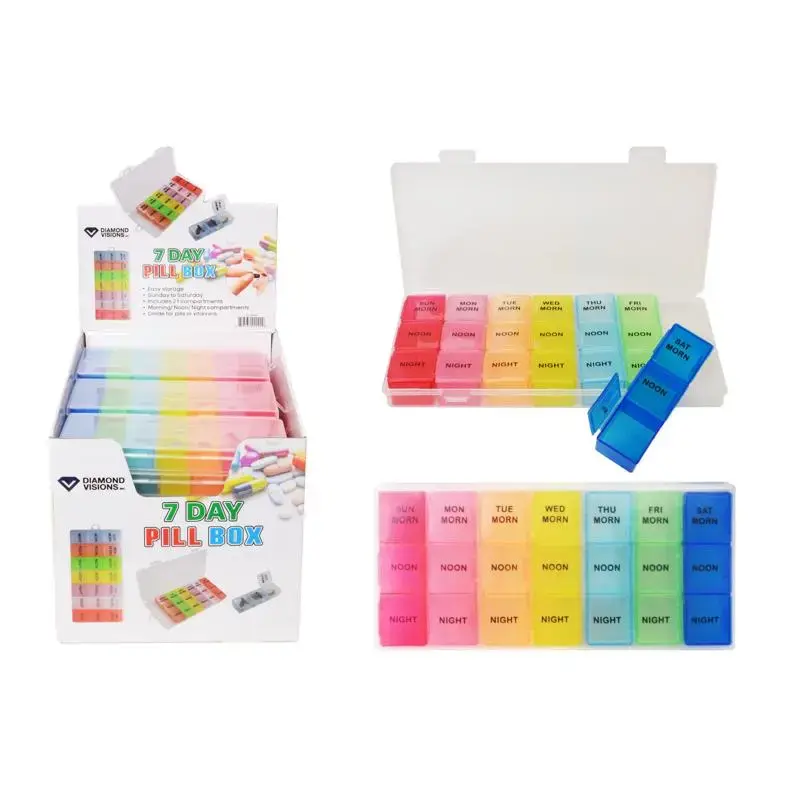 Diamond Visions Morning Noon Night 7 Day Pill Box Plastic Pack 24