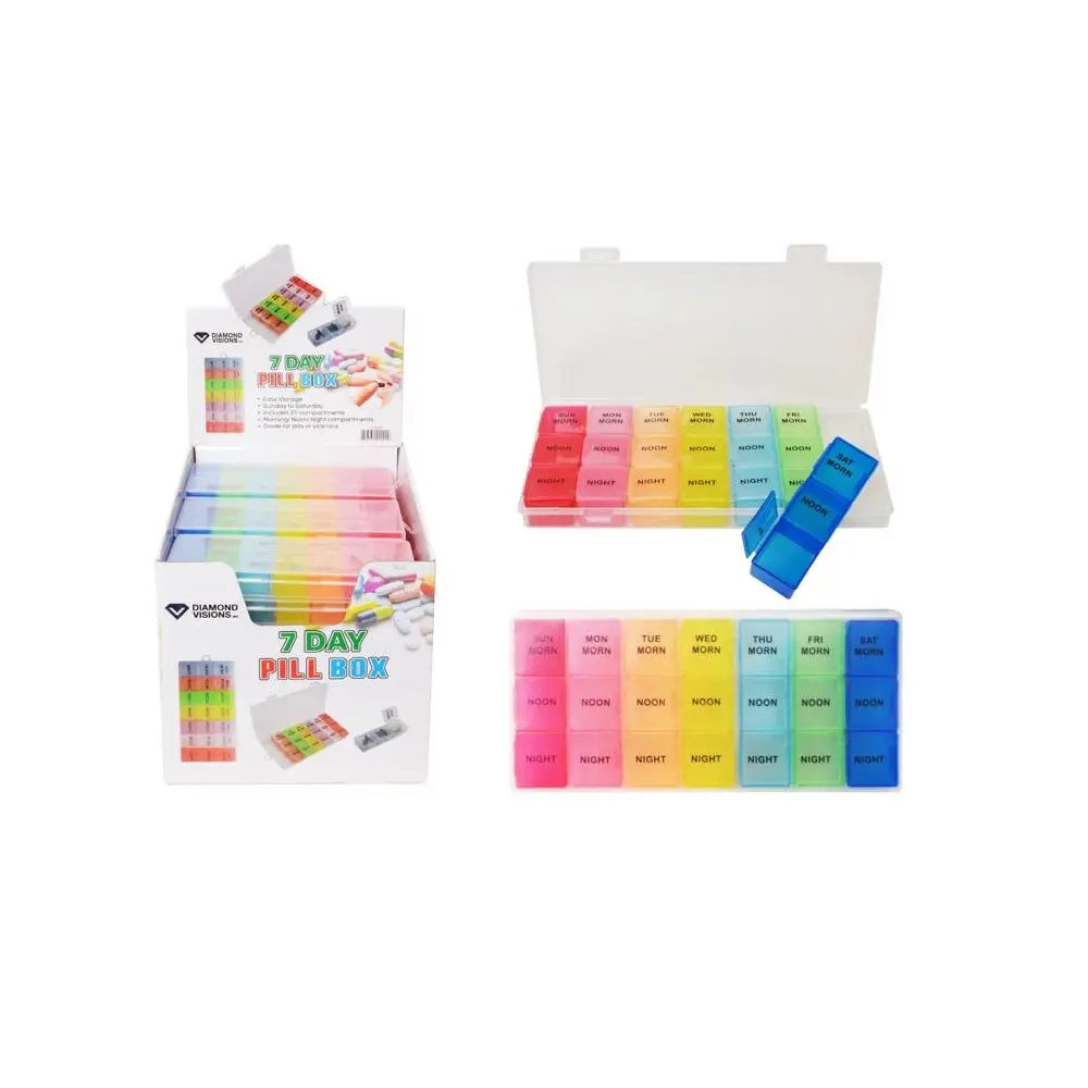Diamond Visions 11-2290 7 Day Plastic Pill Box Assorted Colors