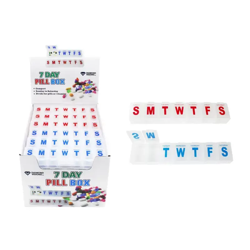 Diamond Visions White Pill Organizer 7 Day Weekly Medication Box Pack 36