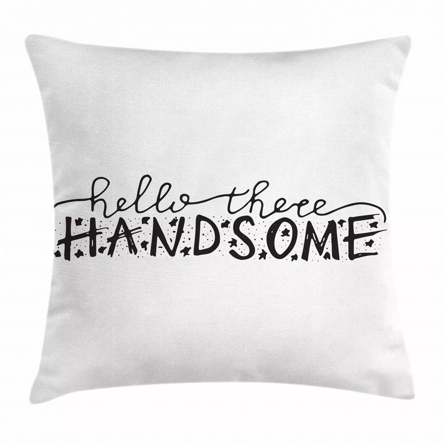 Hello Throw Pillow Cover Boys Kids Birthday Doodle Stars 16x16 Inches Black White Ambesonne
