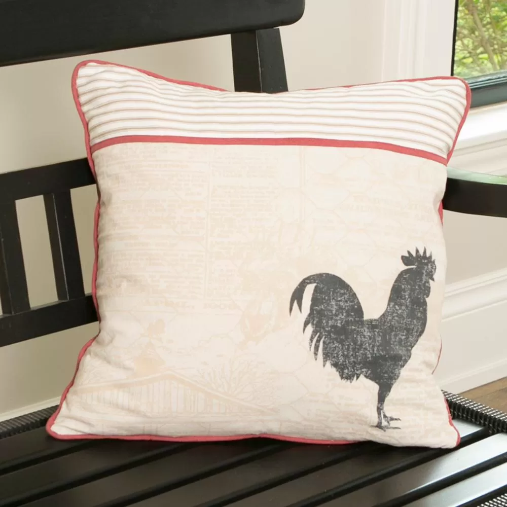 Heritage Lace Farmhouse Rooster 18x18 Tan Pillow Cover