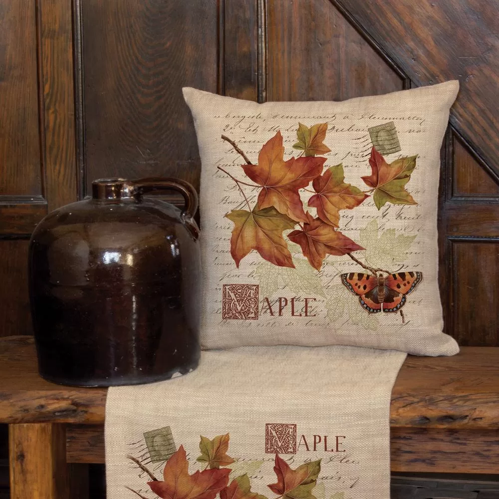Heritage Lace Harvest Maple Natural Plaid 18x18 Inch Throw Pillow Cover