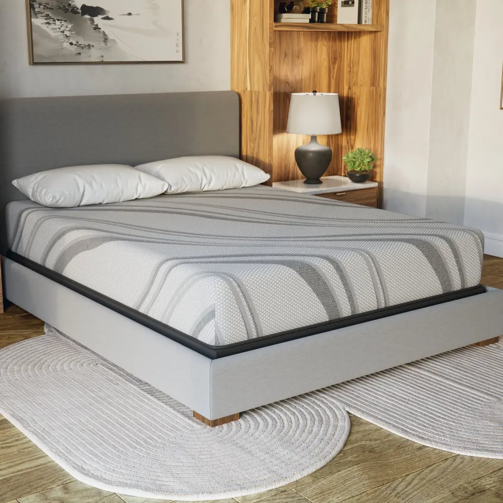 Bib NL 10 Inch Pro Gel Foam Medium Full Gray Memory Foam Fabric Full diamond mattress
