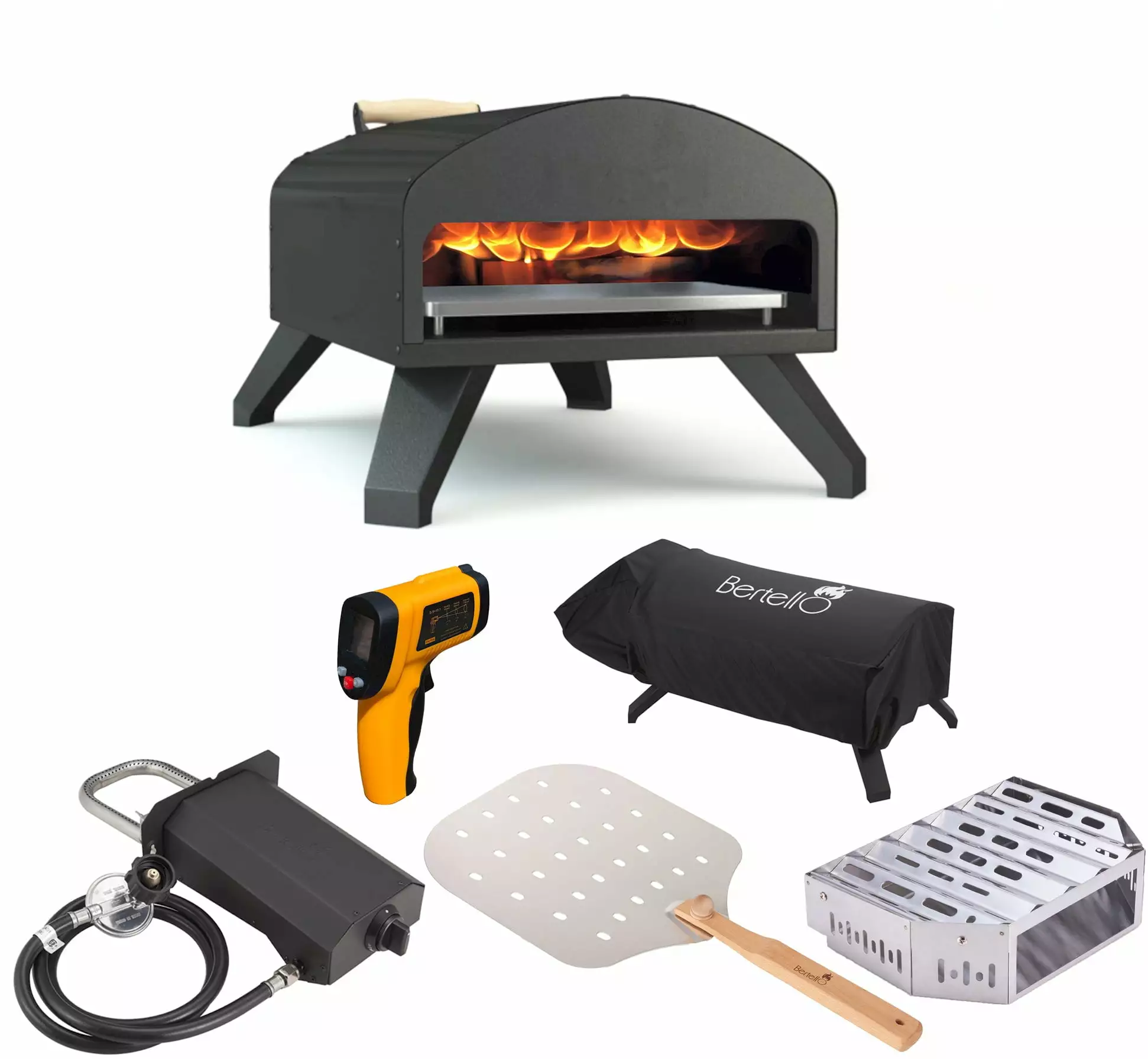 Bertello Outdoor Pizza Oven Everything Bundle Gas Wood Charcoal Fired Portable