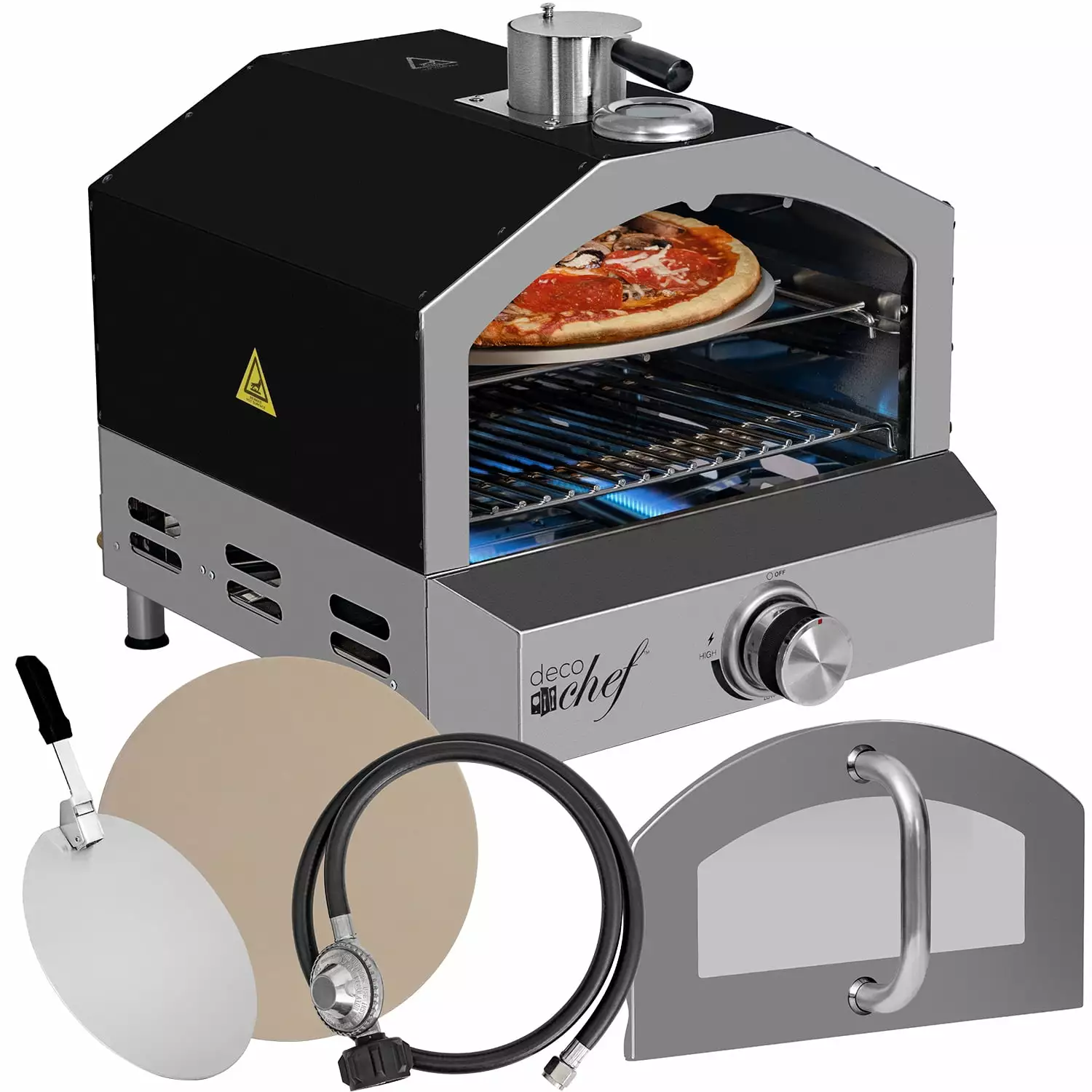 Deco Chef Travel-Friendly Outdoor Pizza Oven and Grill Propane Gas and Built- Thermometer