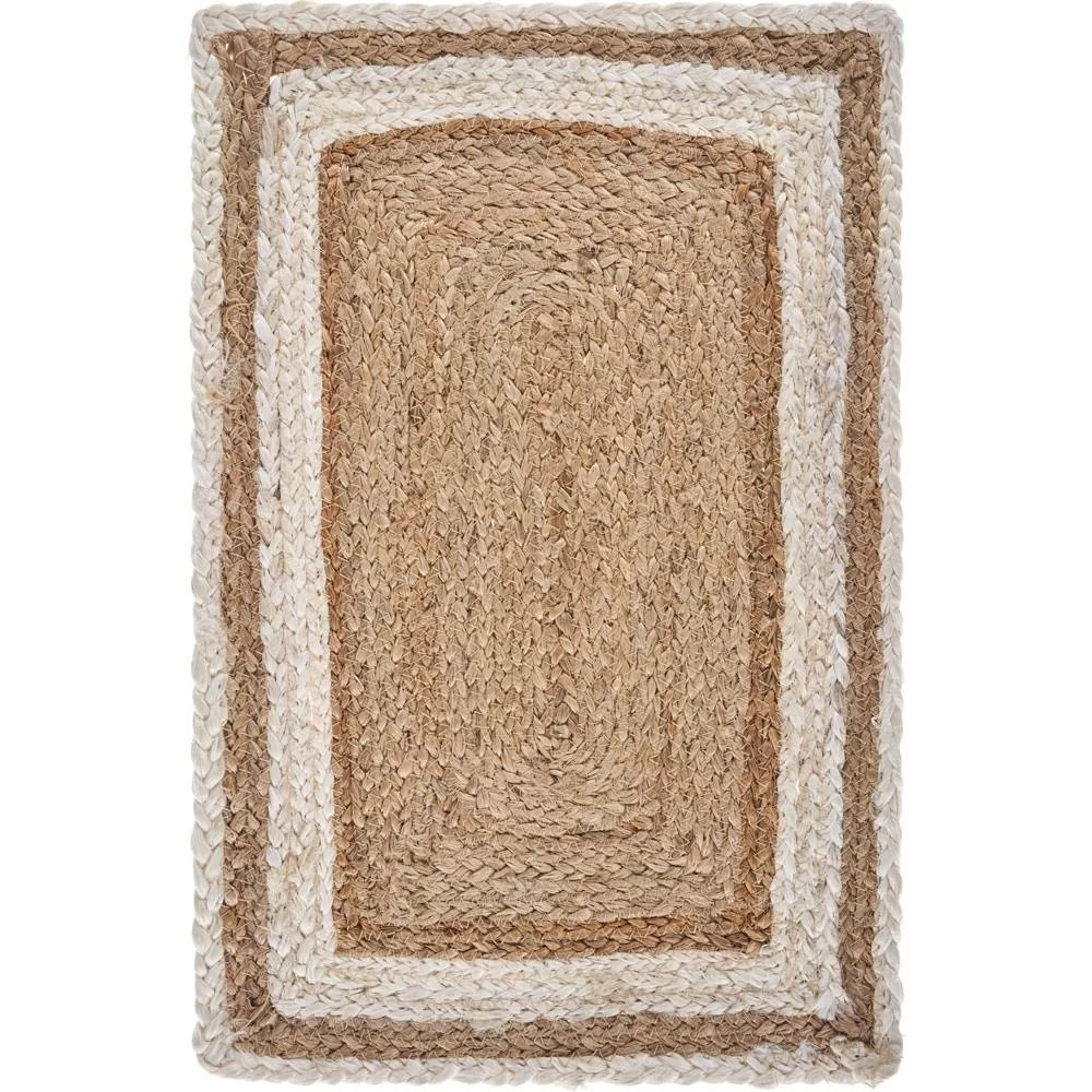 LR Home Toned 19 x 13 Inch Bleach Natural Jute Placemat Set 4