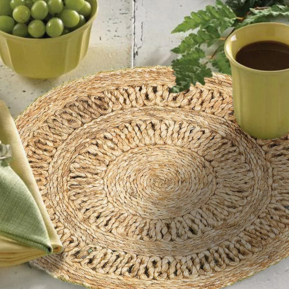 LR Resources 15 Inch Natural Jute Placemat Set 2 Eco-Friendly Table Decor
