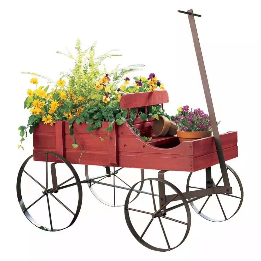 Amish Wagon Decorative Garden Planter Rustic Outdoor Decor