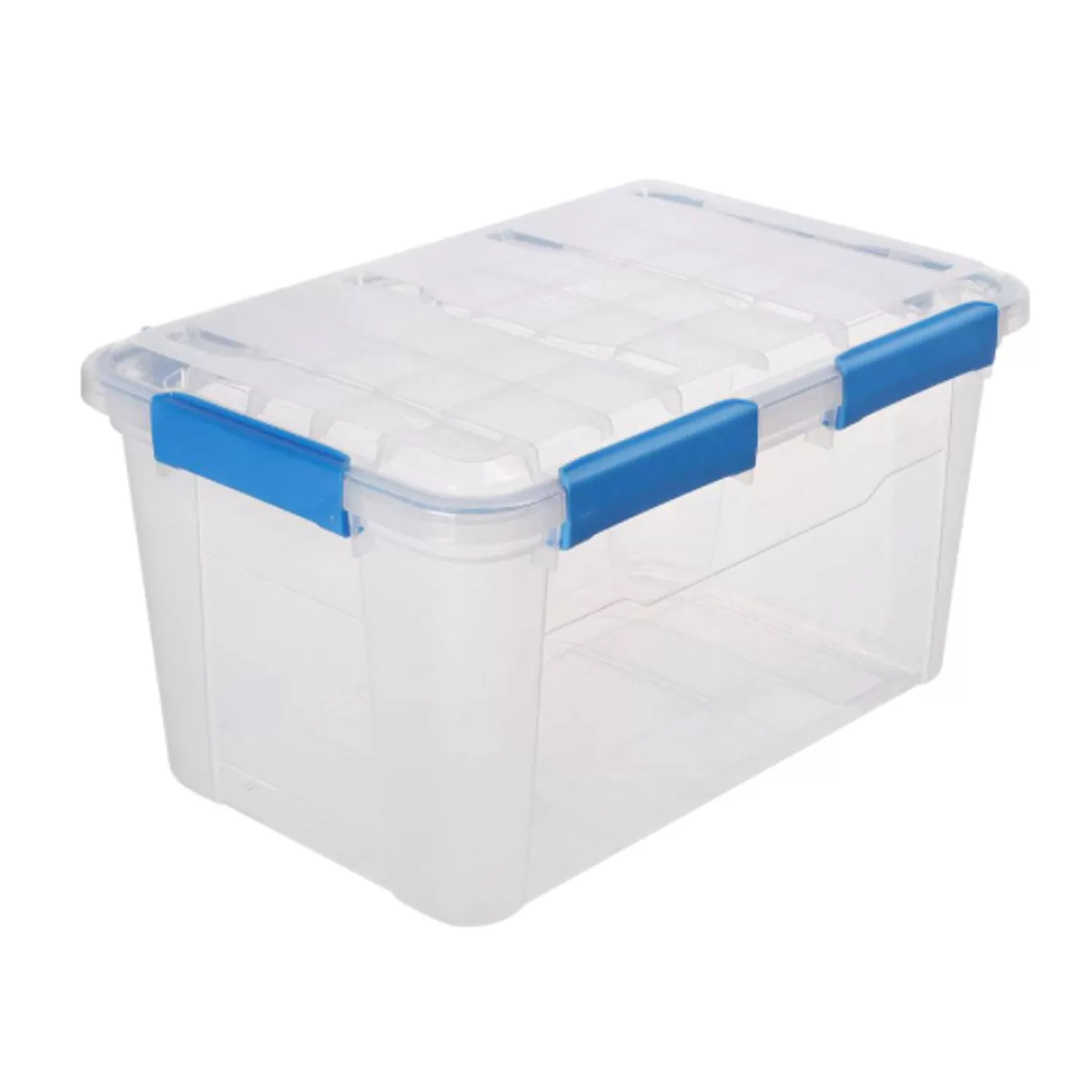 Ezy Storage IP67 Rated 50 Liter Waterproof Plastic Storage Tote Lid Clear Outdoor Use