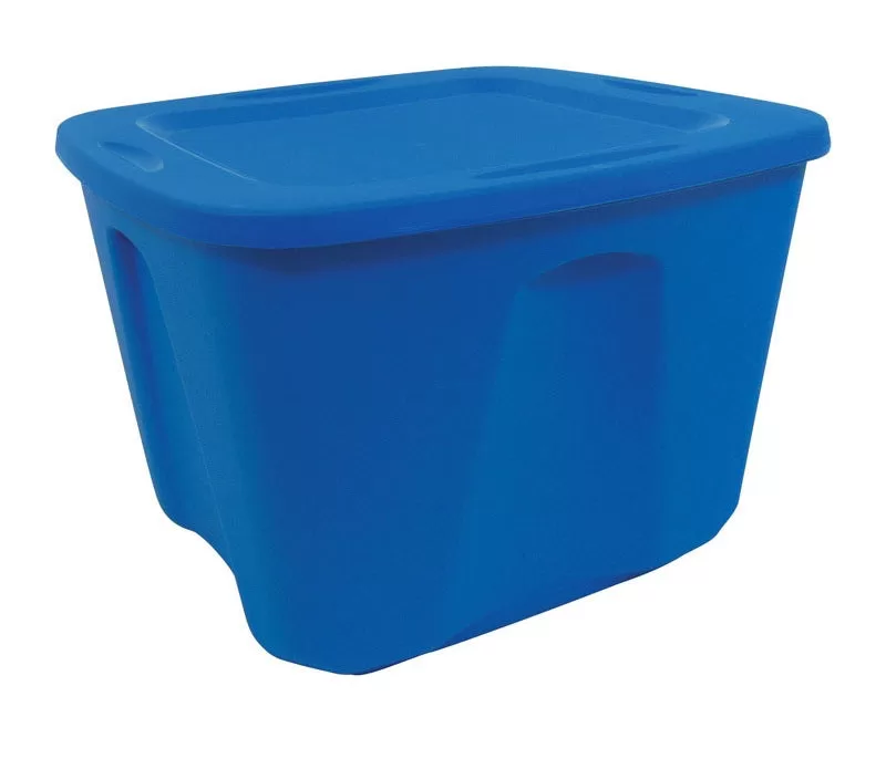Homz 6618DWBL.08 Stackable Storage Tote Plastic Blue 18 Gallon Durable Bin