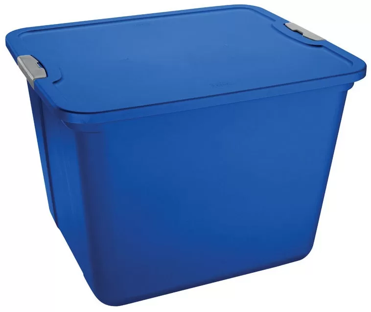 Homz 6820DWBLTS.08 Snap Lid Storage Tote 20 Gallon Blue Plastic Container