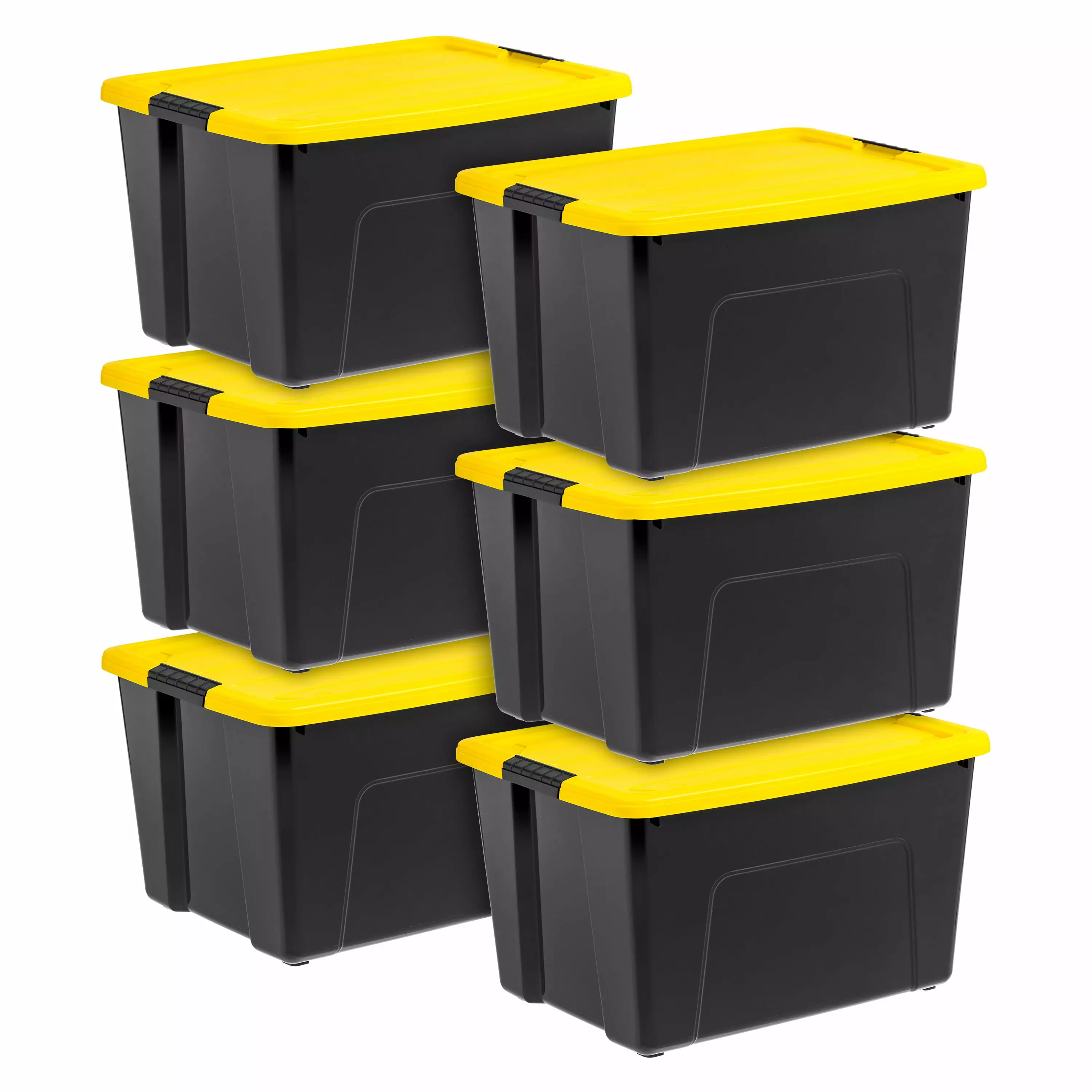 IRIS USA 6 Pack 60 Qt Black Latching Stackable Plastic Storage Bins Lids IRIS USA Inc.