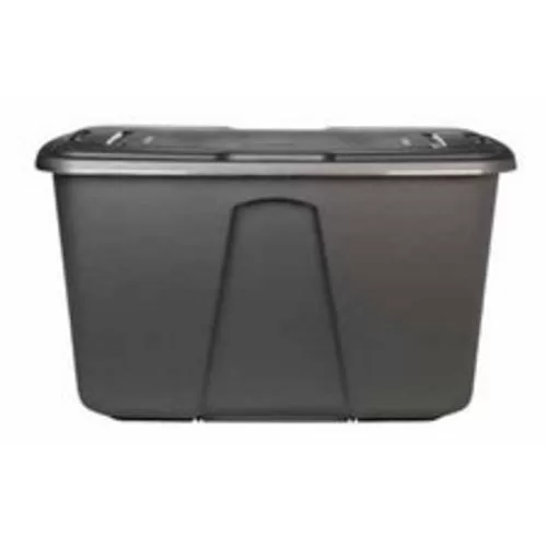 Homz 6530RMC.06 32 Gallon Metallic Charcoal Storage Tote Durable Plastic Container Lid