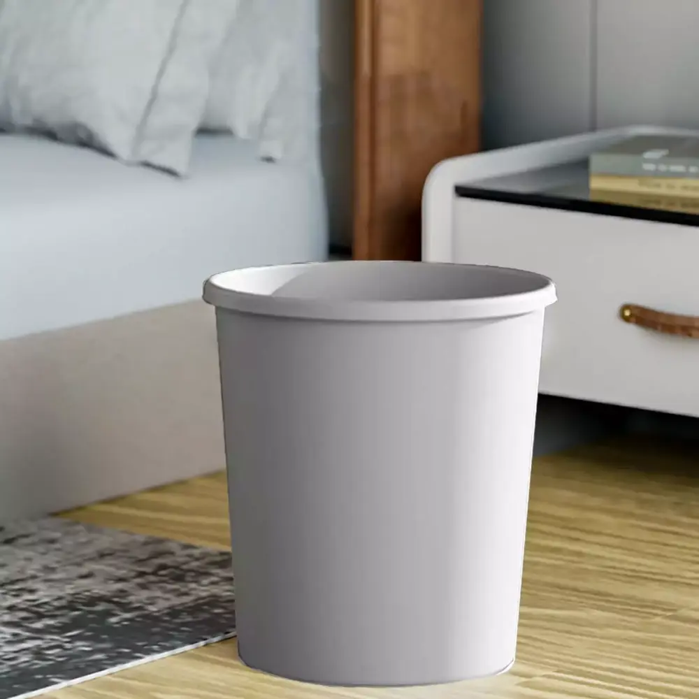 XOAIHY White Gray Plastic Trash Can Pressure Ring Bathroom Living Room Office