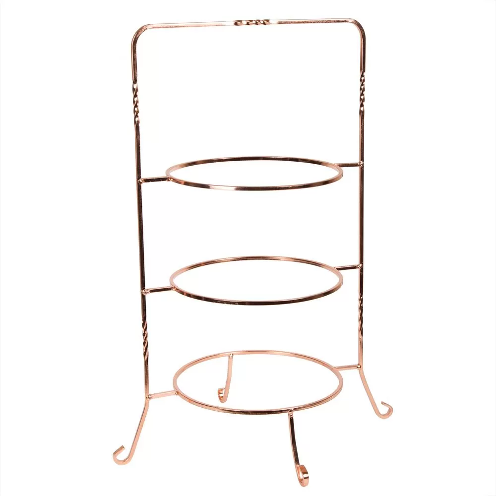 Creative Home 3-Tier Copper Plated Dinner Plate Rack Party Food Serving and Display