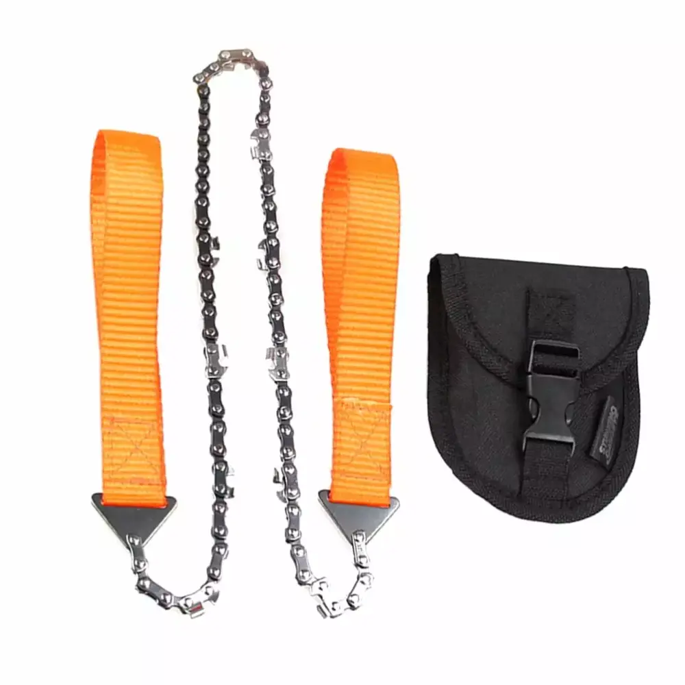 Pocket Chainsaw Travel-Friendly Folding Hand Chain Tool Storage Case Camping and Survival