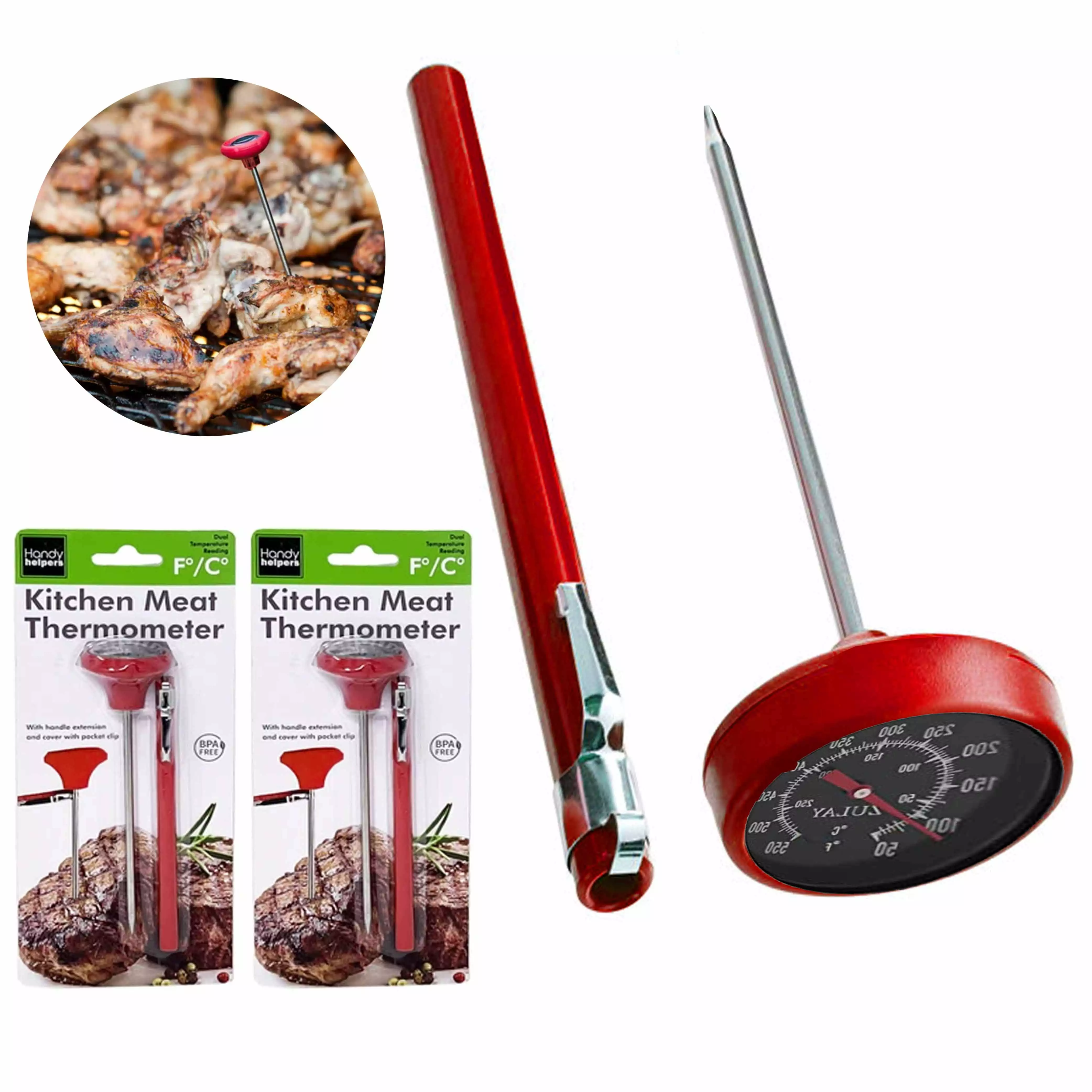 2 Packs Pocket Food Probe Meat Thermometer Handle Grilling Cooking BBQ Kitchen AllTopBargains